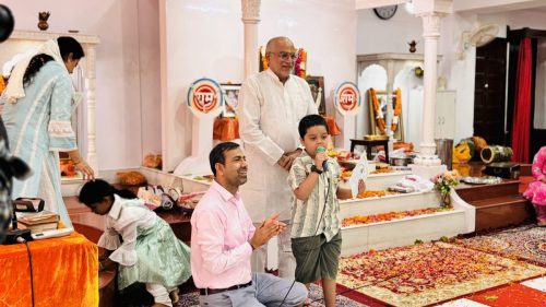 A little student reciting poem